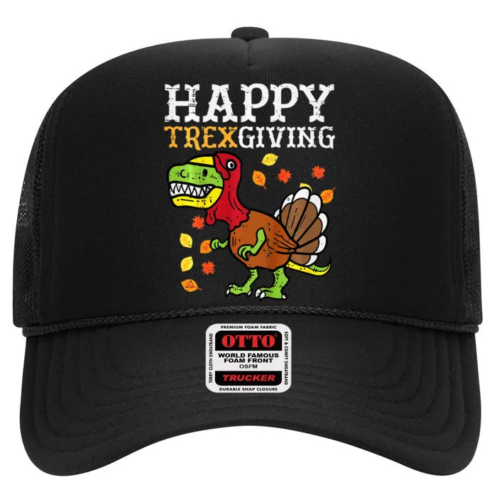 Dinosaur Thanksgiving Feast Celebration High Crown Mesh Trucker Hat