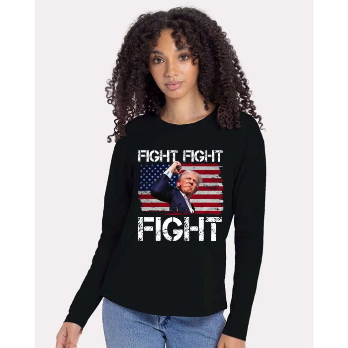 Donald Trump Fight Fight Fight Womens Cotton Relaxed Long Sleeve T-Shirt