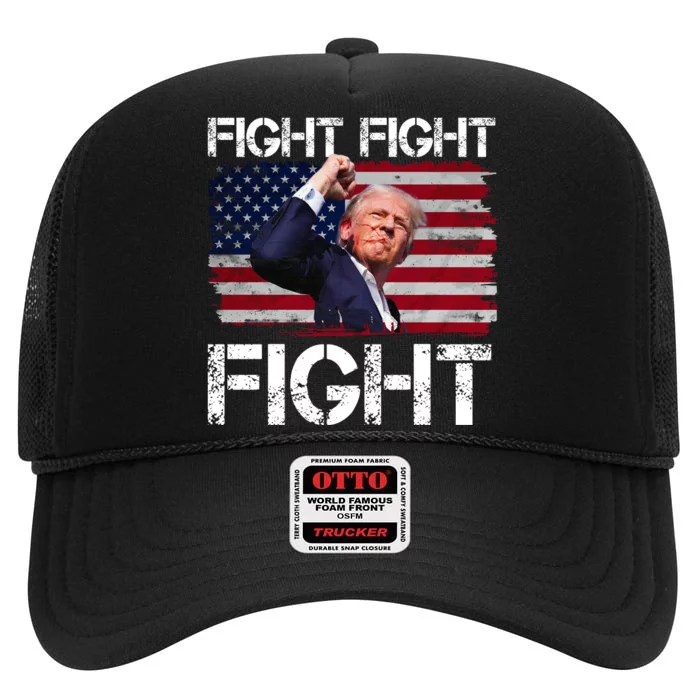 Donald Trump Fight Fight Fight High Crown Mesh Trucker Hat