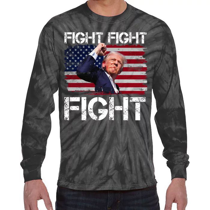 Donald Trump Fight Fight Fight Tie-Dye Long Sleeve Shirt