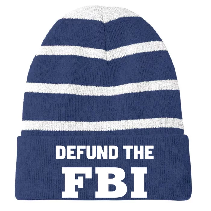 Defund The FBI Federal Bureau, Anti FBI Corruption Striped Beanie with Solid Band