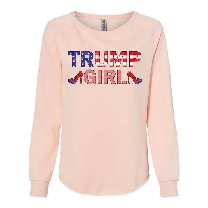 Donald Trump Girl 2020 Republican Patriot High Heel Womens California Wash Sweatshirt