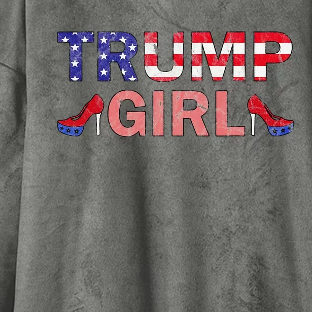 Donald Trump Girl 2020 Republican Patriot High Heel Hooded Wearable Blanket