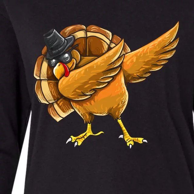 Dabbing Turkey Great Gift Thanksgiving Boys Turkey Day Gift Womens Cotton Relaxed Long Sleeve T-Shirt