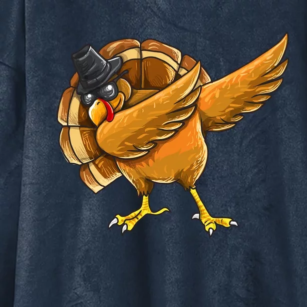 Dabbing Turkey Great Gift Thanksgiving Boys Turkey Day Gift Hooded Wearable Blanket