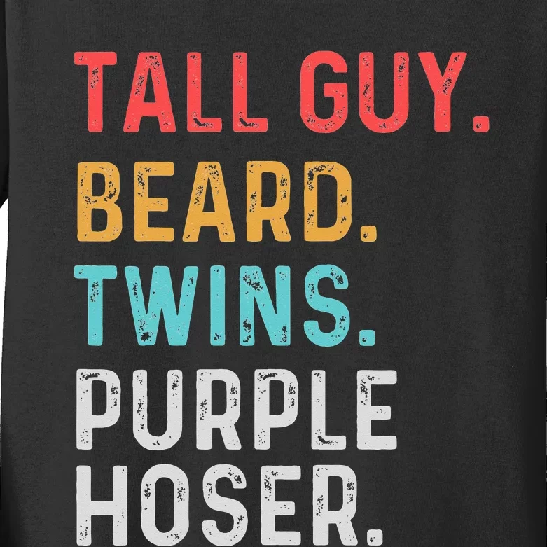 dude tall guy beard twins purple hoser Perfect for Kids Long Sleeve Shirt