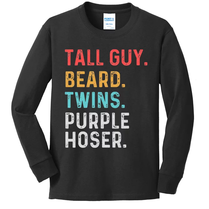 dude tall guy beard twins purple hoser Perfect for Kids Long Sleeve Shirt