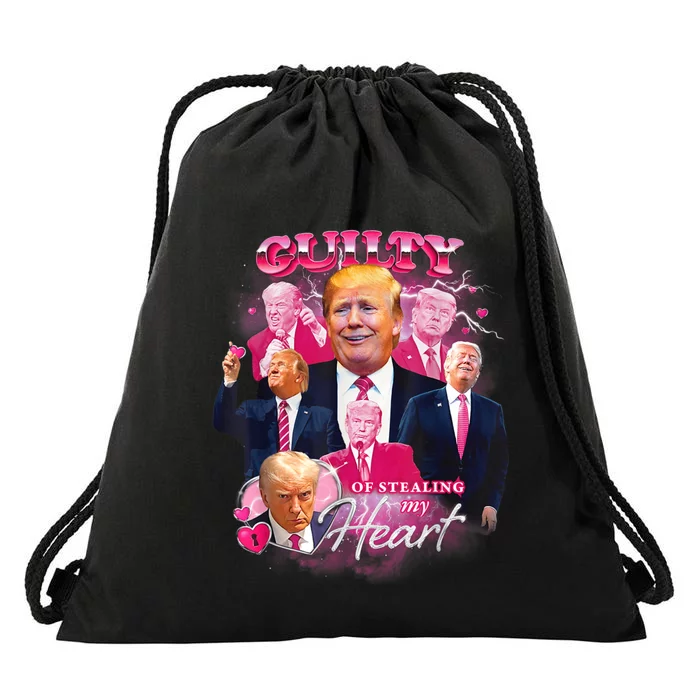 Donald Trump: Guilty Of Stealing My Heart | Vintage Bootleg Mugshot Retro Drawstring Bag