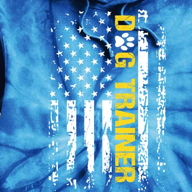 Dog Trainer Gift American Flag Patriotic Dog Trainer Gift Tie Dye Hoodie