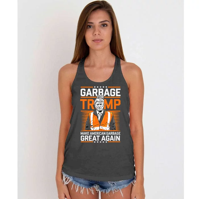 Donald Trump Garbage Orange Reflective Safety Vest Women's Knotted Racerback Tank