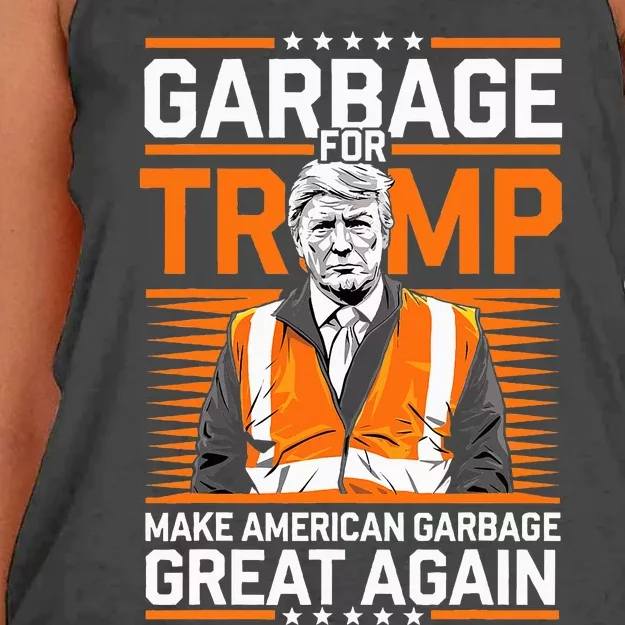 Donald Trump Garbage Orange Reflective Safety Vest Women's Knotted Racerback Tank