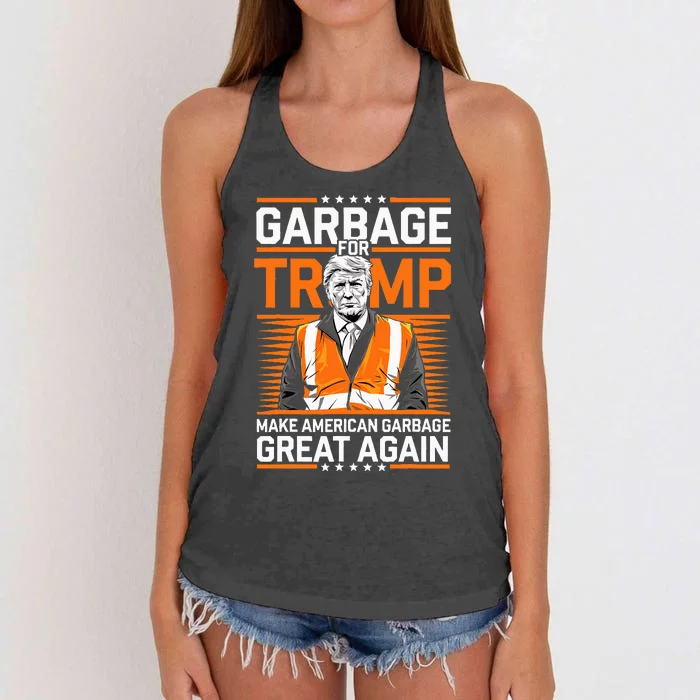 Donald Trump Garbage Orange Reflective Safety Vest Women's Knotted Racerback Tank