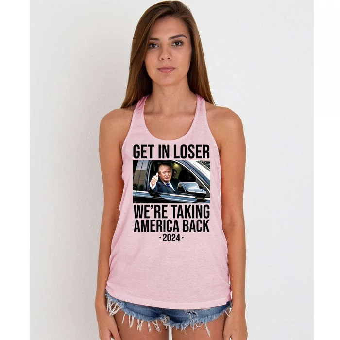 Donald Trump Get In Loser Were Taking America Back 2024 Women's Knotted Racerback Tank