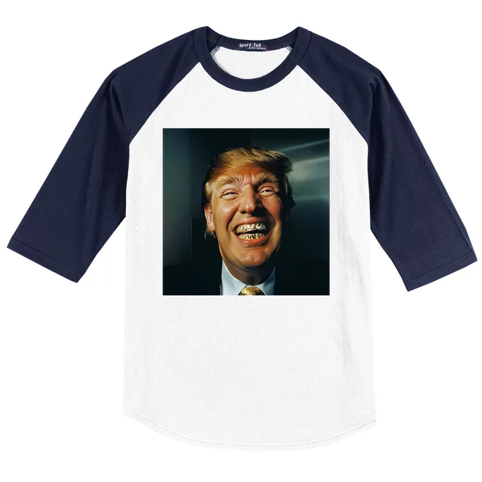 Donald Trump Grillz Teeth Baseball Sleeve Shirt