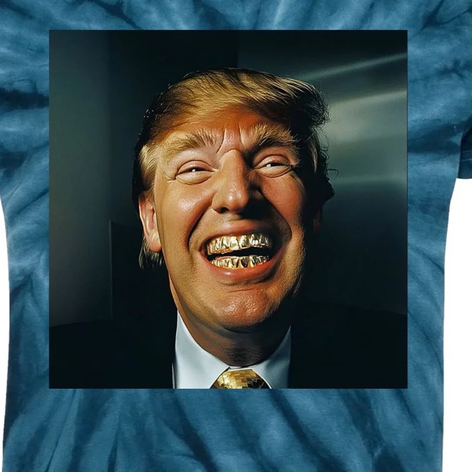 Donald Trump Grillz Teeth Kids Tie-Dye T-Shirt