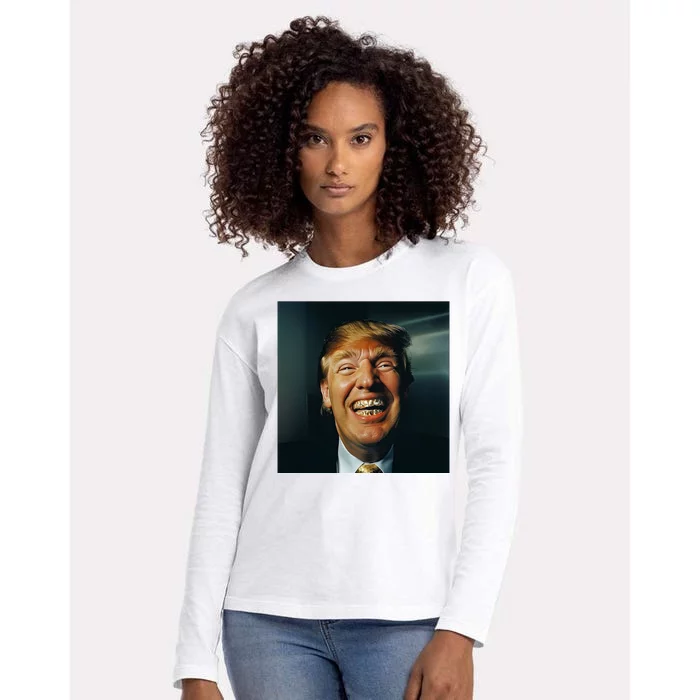 Donald Trump Grillz Teeth Womens Cotton Relaxed Long Sleeve T-Shirt