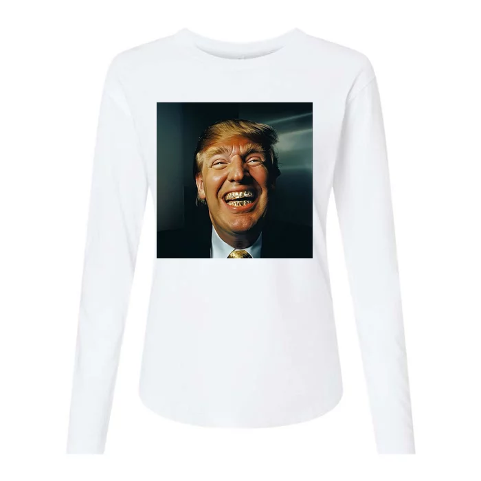 Donald Trump Grillz Teeth Womens Cotton Relaxed Long Sleeve T-Shirt