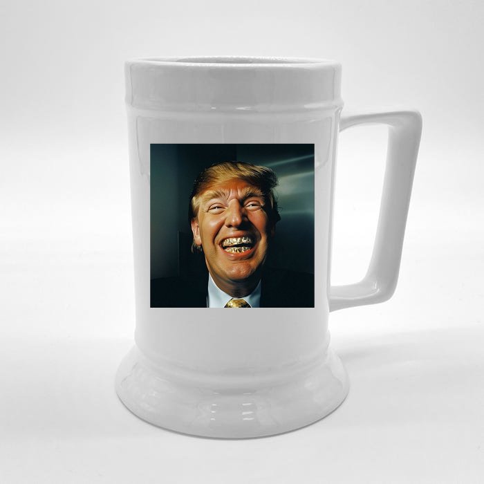 Donald Trump Grillz Teeth Front & Back Beer Stein