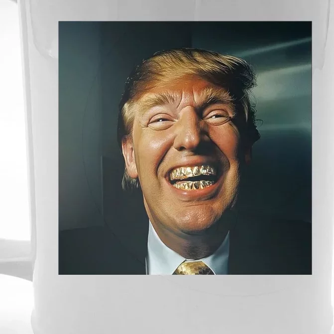 Donald Trump Grillz Teeth Front & Back Beer Stein