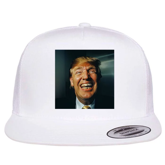 Donald Trump Grillz Teeth Flat Bill Trucker Hat