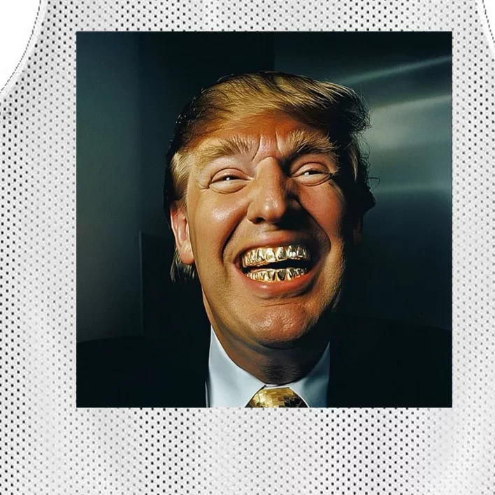 Donald Trump Grillz Teeth Mesh Reversible Basketball Jersey Tank