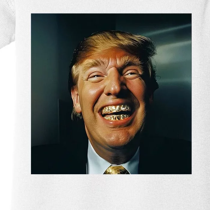 Donald Trump Grillz Teeth Baby Bodysuit