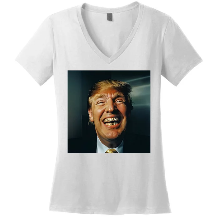 Donald Trump Grillz Teeth Women's V-Neck T-Shirt