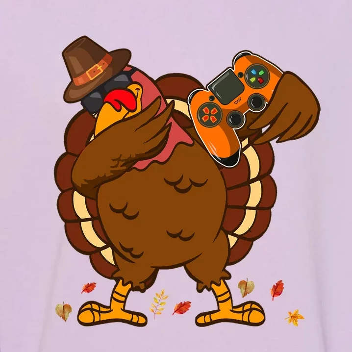 Dabbing Turkey Gaming Thanksgiving Turkey Playing Video Game Cool Gift Garment-Dyed Sweatshirt