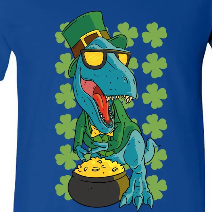 Dinosaur Tgreat Giftrex Dino St Patricks Day Gift V-Neck T-Shirt