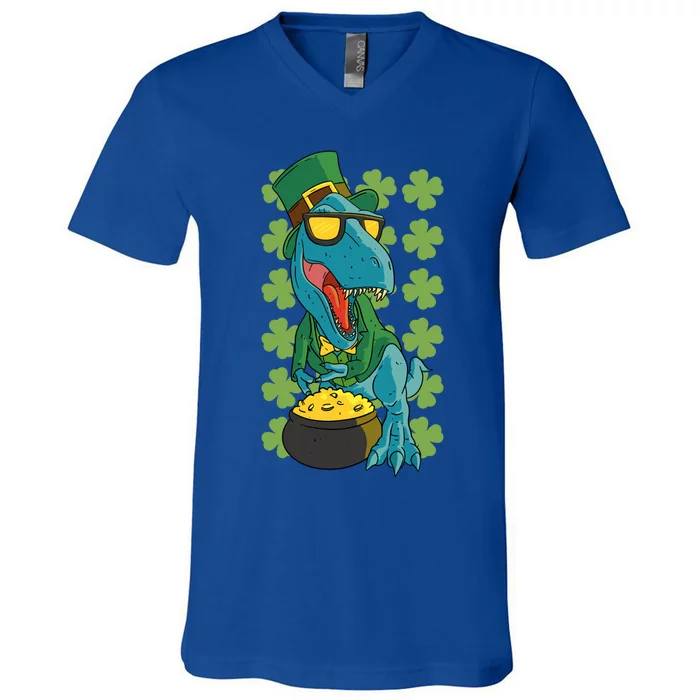 Dinosaur Tgreat Giftrex Dino St Patricks Day Gift V-Neck T-Shirt