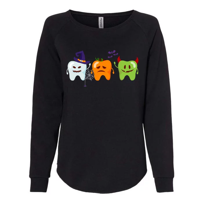 Dentist Teeth Ghost Pumpkin Witch Cute Dental Halloween Gift Womens California Wash Sweatshirt