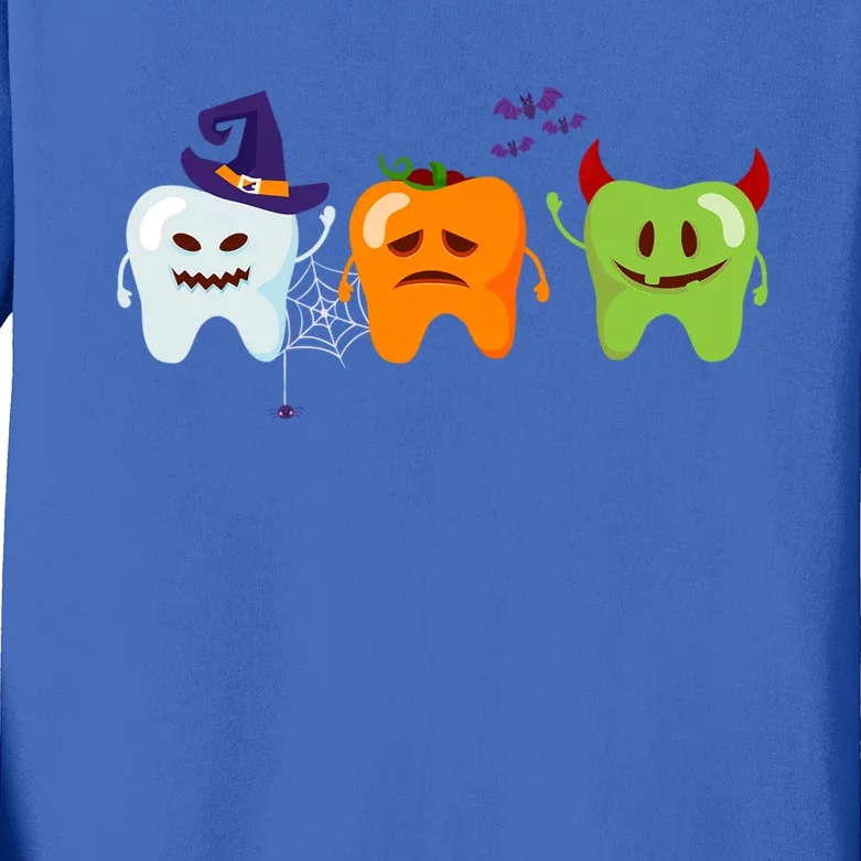 Dentist Teeth Ghost Pumpkin Witch Cute Dental Halloween Gift Kids Long Sleeve Shirt