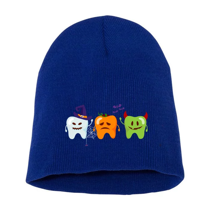 Dentist Teeth Ghost Pumpkin Witch Cute Dental Halloween Gift Short Acrylic Beanie