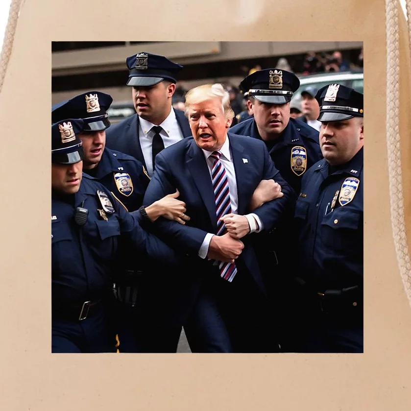 Donald Trump Getting Arrested Meme Drawstring Bag