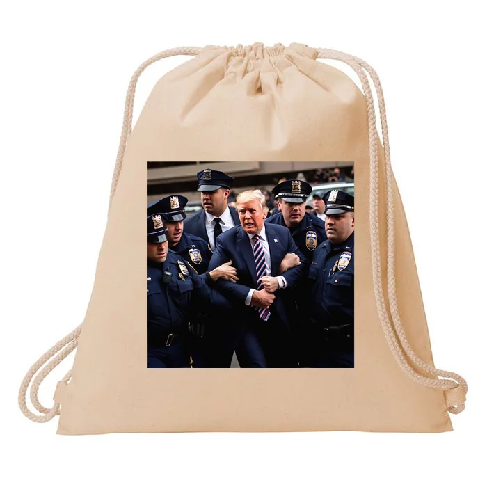 Donald Trump Getting Arrested Meme Drawstring Bag