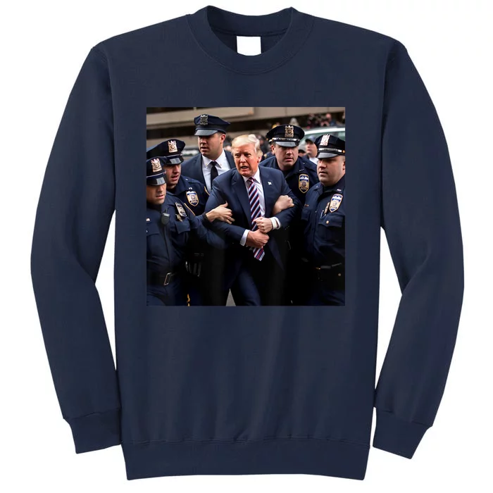 Donald Trump Getting Arrested Meme Tall Sweatshirt