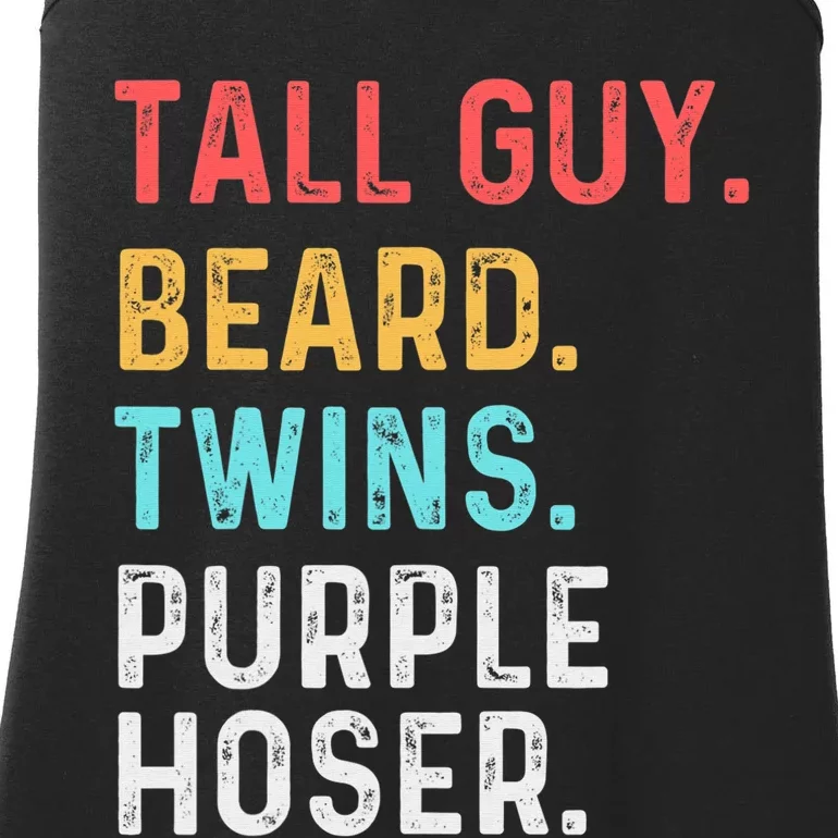 dude tall guy beard twins purple hoser Ladies Essential Tank