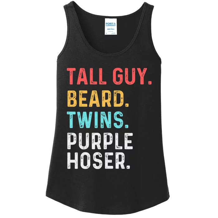 dude tall guy beard twins purple hoser Ladies Essential Tank