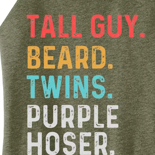 dude tall guy beard twins purple hoser Perfect Women’s Perfect Tri Rocker Tank