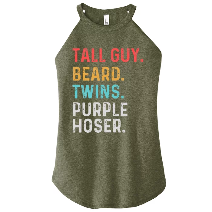 dude tall guy beard twins purple hoser Perfect Women’s Perfect Tri Rocker Tank