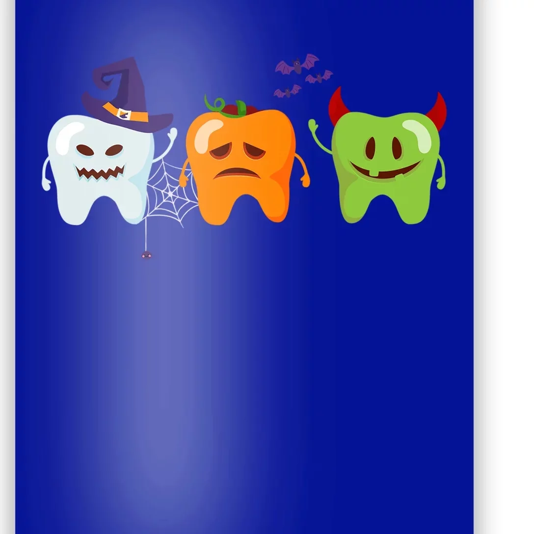 Dentist Teeth Ghost Pumpkin Witch Cute Dental Halloween Gift Poster