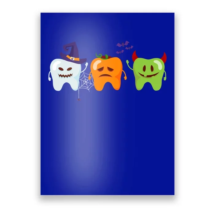 Dentist Teeth Ghost Pumpkin Witch Cute Dental Halloween Gift Poster