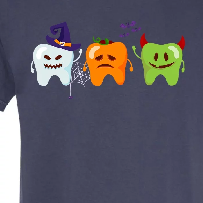 Dentist Teeth Ghost Pumpkin Witch Cute Dental Halloween Gift Garment-Dyed Heavyweight T-Shirt