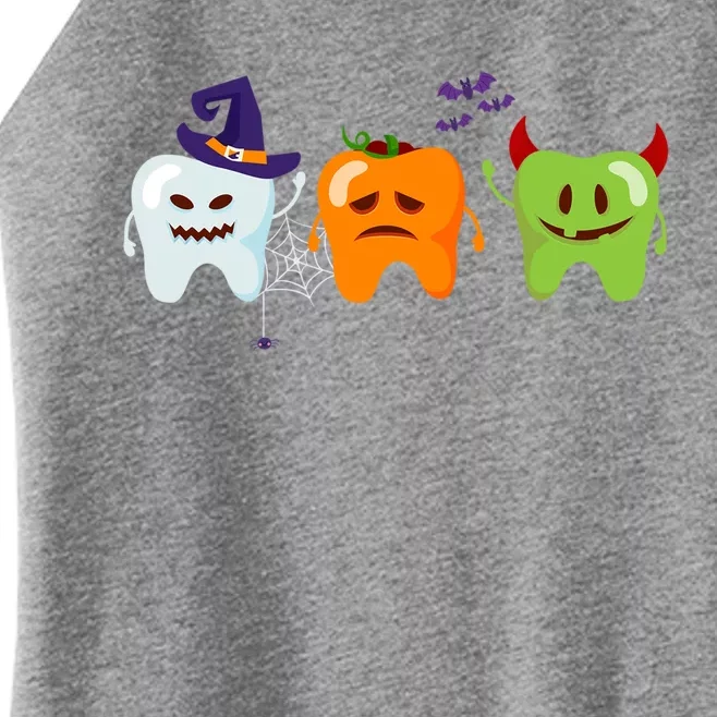 Dentist Teeth Ghost Pumpkin Witch Cute Dental Halloween Gift Women’s Perfect Tri Rocker Tank