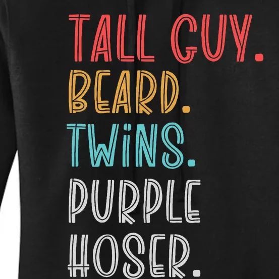 Dude Tall Guy Beard Twins Purple Hoser Funny Women's Pullover Hoodie