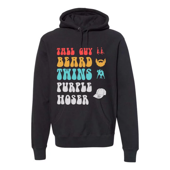 Dude Tall Guy Beard Twins Purple Hoser Funny Premium Hoodie