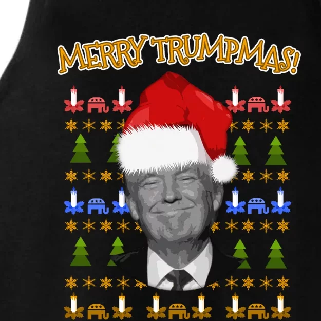 Donald Trump Gift Santa Ugly Christmas Merry Trumpmas Gift Ladies Tri-Blend Wicking Tank