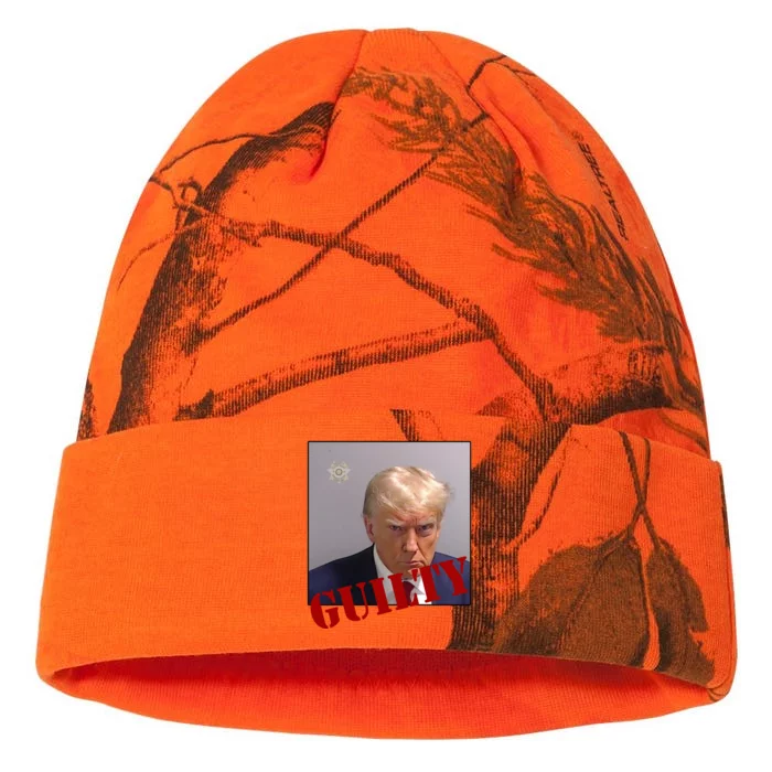 Donald Trump Guilty Mugshot Kati - 12in Camo Beanie