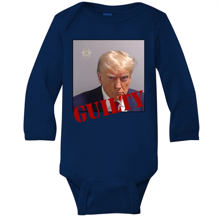 Donald Trump Guilty Mugshot Baby Long Sleeve Bodysuit