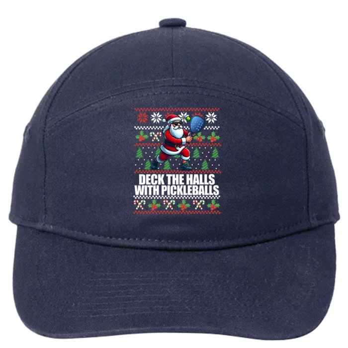 DECK THE HALLS PICKLE BALLS Ugly Christmas Pickleball 7-Panel Snapback Hat